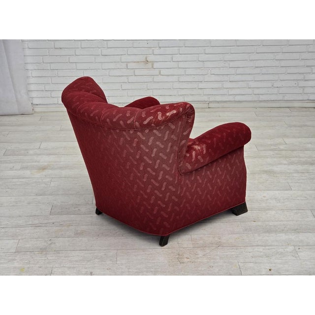 Vintage Danish Relax Chair in Red Furniture Wool, 1950s For Sale - Image 9 of 18