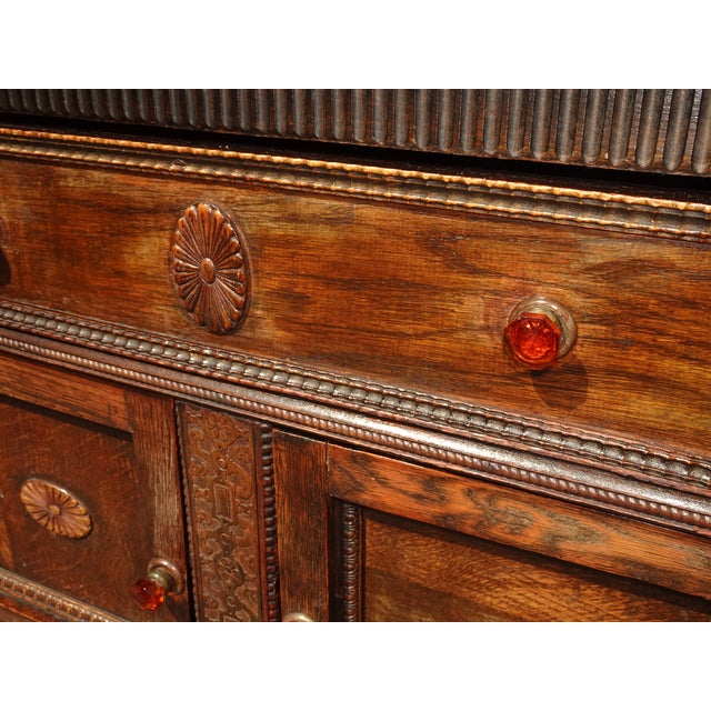 Vintage Mission Barley Twist Oak Server Cabinet ~ Sideboard Buffet Side Table For Sale - Image 12 of 14