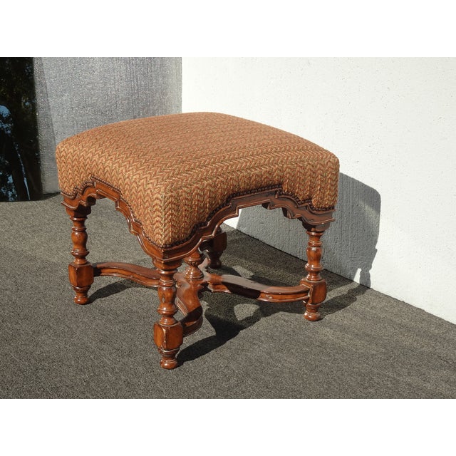 Wood Pair Vintage Marge Carson French Country Styl Brown Ottomans W Decorative Nails For Sale - Image 7 of 18