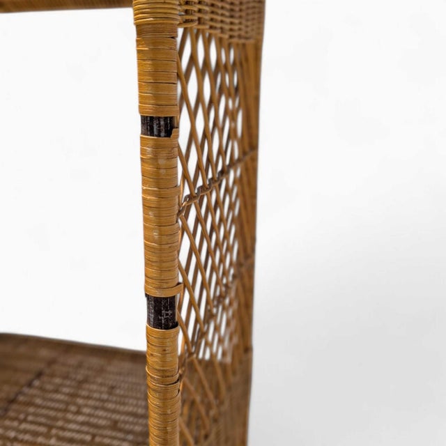 Vintage 1970s Arched Rattan & Cane Étagère, Four-Tier Shelf For Sale - Image 14 of 18