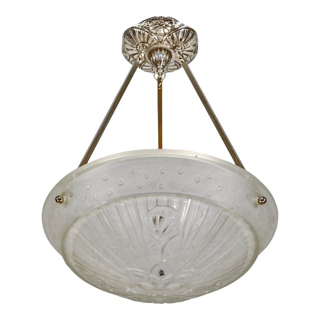 French Art Deco Pendant Light by C. Jamain & Frontisi - 1930 France For Sale