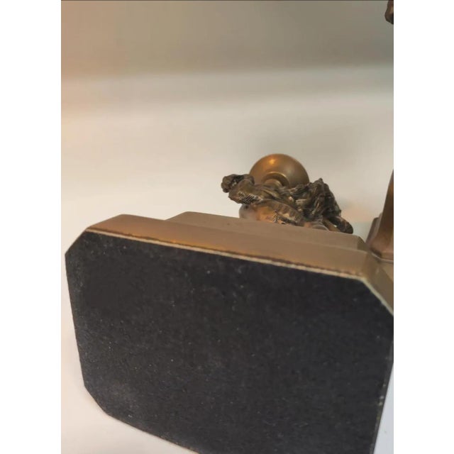 Metal Mid 20th Century Pair of Heavy Bronze French Renaissance Lion Candle Holders For Sale - Image 7 of 10