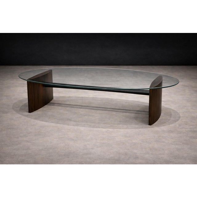 Wood Joaquim Tenreiro Rosewood & Crystal Coffee Table — Elliptical Form, Brazil, 1960s For Sale - Image 7 of 11