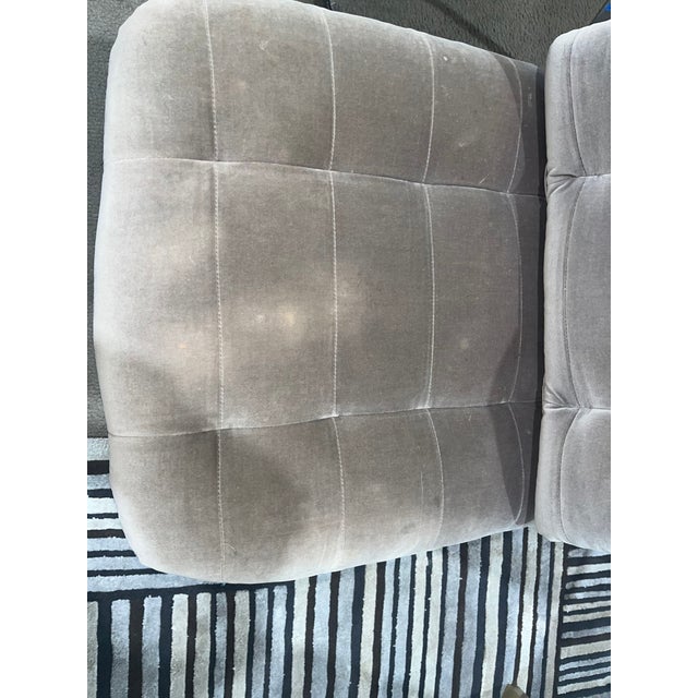 1975 Roche Bobois Gray Tufted Velvet Cantilever Chairs- Set of 2 For Sale - Image 10 of 12