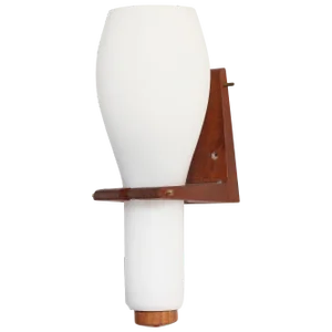 Single Scandinavian Teak and White Opaline Sconce, 1960s