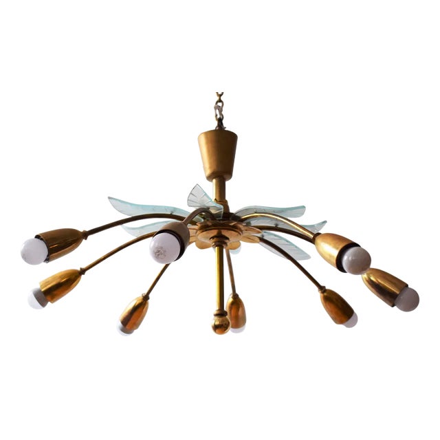 Italian Brass Chandelier by Pietro Chiesa for Fontana Arte, 1940s For Sale