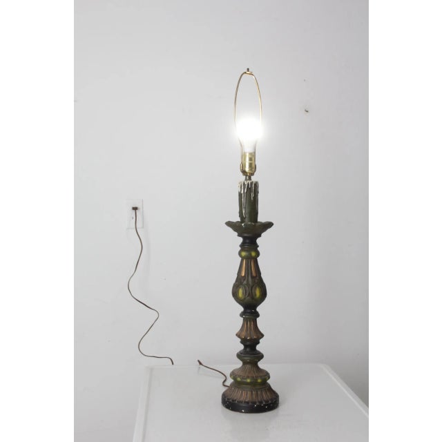 Vintage Plaster Candlestick Table Lamp For Sale - Image 12 of 12