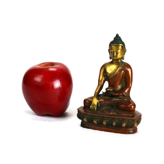 Religious Antique Bronze Buddha Figure C1920 For Sale - Image 3 of 9