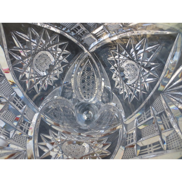 Glass American Brillant Cut Trumpet Vase Circa 1930s For Sale - Image 7 of 10