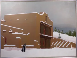 1980s "After the Snow" Southwestern Winter Landscape Acrylic Painting by Louis De Mayo, Framed