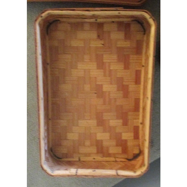 Vintage 1946 Occupied Japan Stacking Bamboo Lunch Picnic Basket For Sale - Image 11 of 12