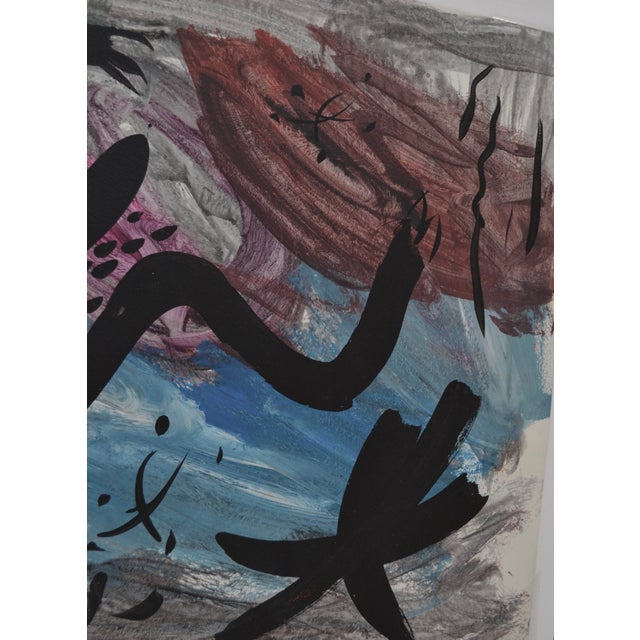 Abstract modern original painting by German artist Peter Keil. Entitled "Miro" after Joan Miro who he worked with in...