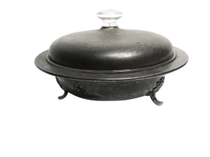 1940s Art Deco Footed Silver Plated Round Serving Bowl