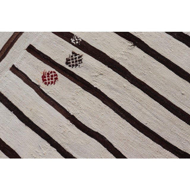 Vintage Turkish Kilim in Wool With Geometric Striped Panel Design 14'8" X18'6" For Sale - Image 13 of 13