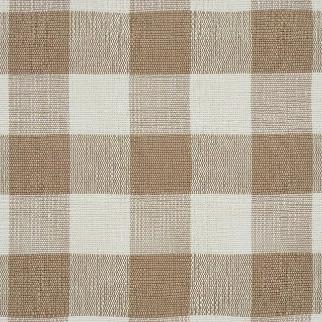 Sample - Schumacher Barnes Performance Check Fabric in Natural For Sale
