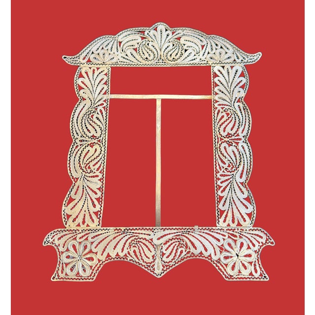 Vintage Persian or Turkish Wedding Frame Intricately woven silver filigree, metal tests coin silver, excellent vintage...