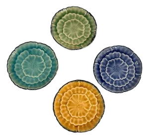 Vintage Japanese Kotobuki Ikebana Ceramic Trinket/Sushi/Snack Dishes, Set of 4
