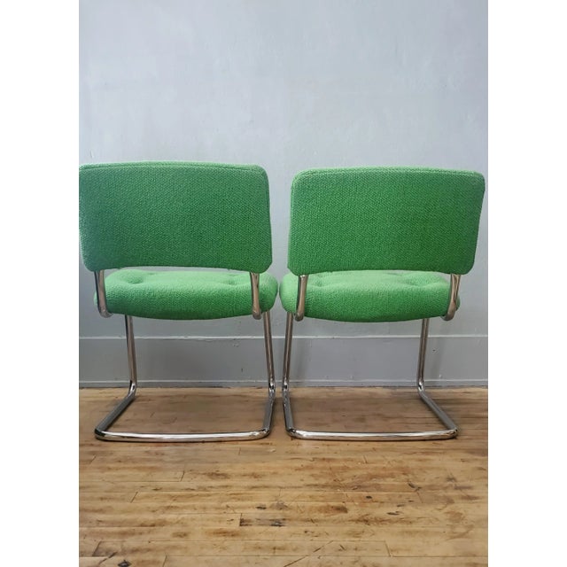1970s 1970s Steelcase Cantilever Upholstered Side Chairs- a Pair For Sale - Image 5 of 8