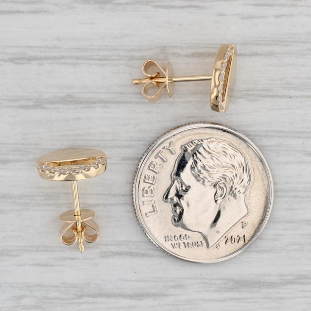 New Small 0.12ctw Diamond Circle Stud Earrings 14k Yellow Gold - 2 Pieces For Sale In Greensboro - Image 6 of 6