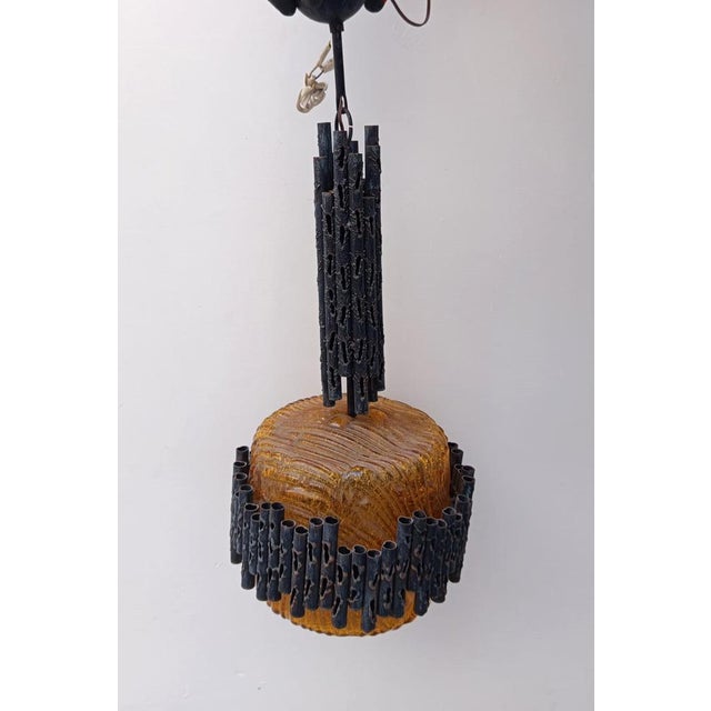 Brutalist Pendant Lamp attributed to Marcello Fantoni, 1960s For Sale - Image 11 of 13