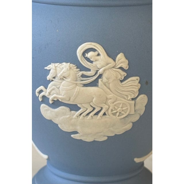 Vintage English Wedgwood Blue Jasperware Neoclassical Vase For Sale - Image 16 of 17