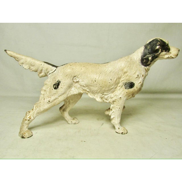 Antique White Vintage Hubley Cast Iron English Setter or Pointer Dog Doorstop For Sale - Image 8 of 17