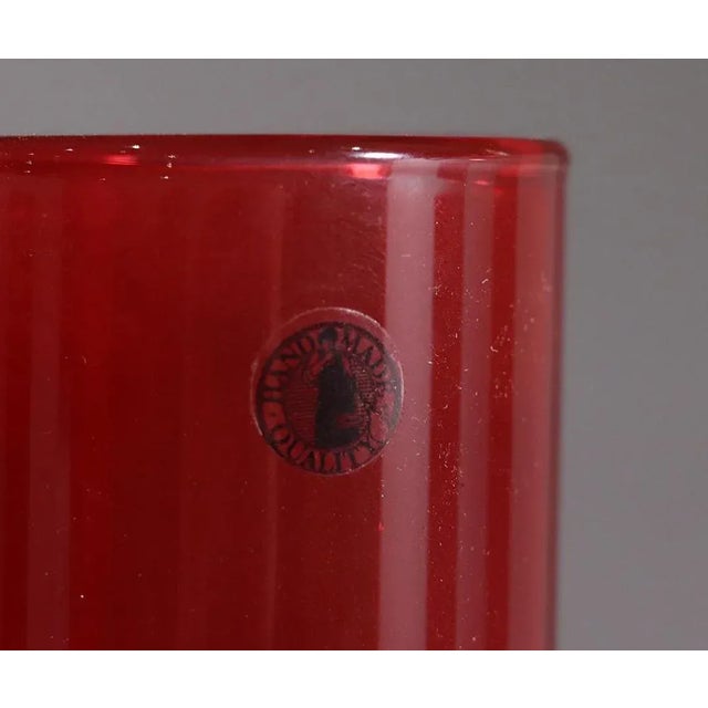 Vintage Six Scandinavian Toll Red Cylindrical Vases For Sale - Image 4 of 5