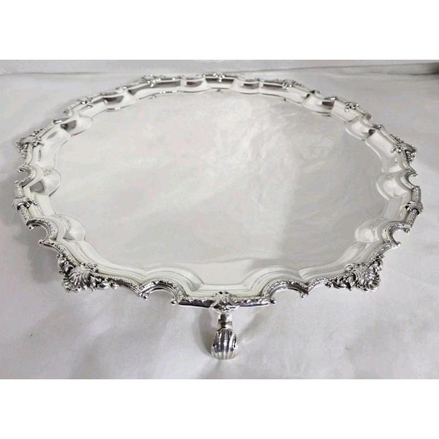 Gold Mid-Century Sterling Silver Tray Salver from Adie Brothers, Birmingham, 1947 For Sale - Image 8 of 18