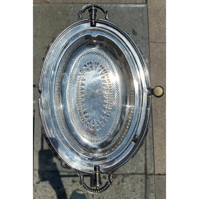 Antique Regency Style Silver Plated Entre Dish W Rotating Dome For Sale In Los Angeles - Image 6 of 9
