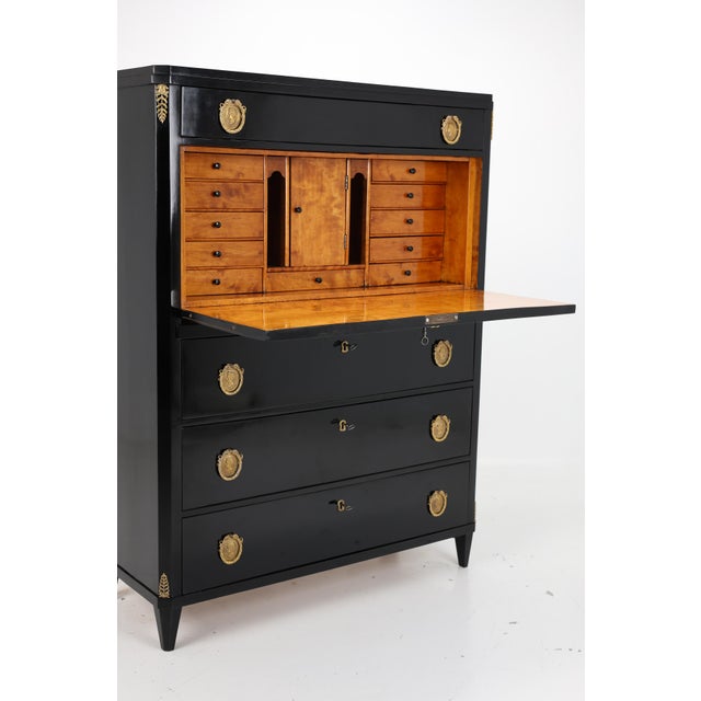 Antique Swedish Ebonized Secretaire, 1850 For Sale - Image 11 of 18