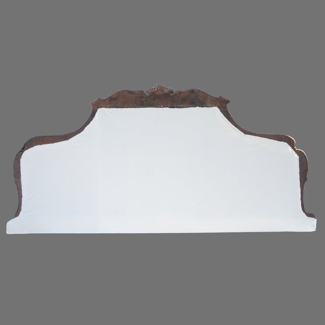 Antique Italian Venetian Rococo King Headboard – Silver Parcel Gilt, Crypton Linen Re-Upholstery For Sale - Image 10 of 12