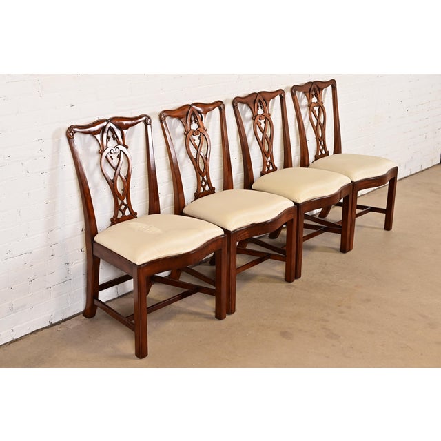 Maitland - Smith Maitland Smith Georgian Carved Mahogany Dining Chairs, Set of Four For Sale - Image 4 of 13