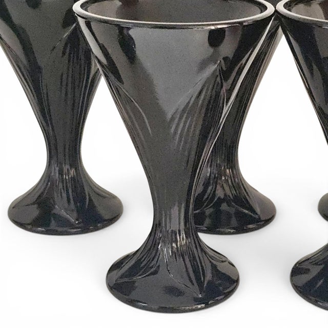 Mid 20th Century La Rochère Fidji Black Amethyst Pressed Glass Goblets, Set of Eight For Sale - Image 13 of 15
