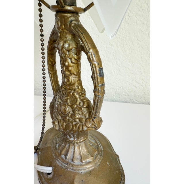 1930s Art Deco Diamond Cut Glass Shade & Bronze Table Lamp For Sale - Image 9 of 12