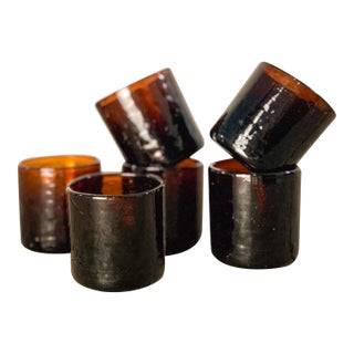 Late 19th Century Amber Drinking Glasses Set of 6 For Sale