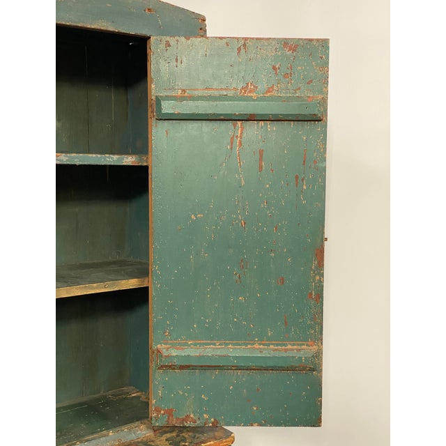 Green Mid 19th Century Farmhouse Step Back Cupboard For Sale - Image 8 of 18