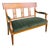 Antique Sheraton Style Walnut Bench in Green Velvet With Brass Accents For Sale