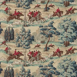 Sanderson Tally Ho Fabric in Teal/Ruby