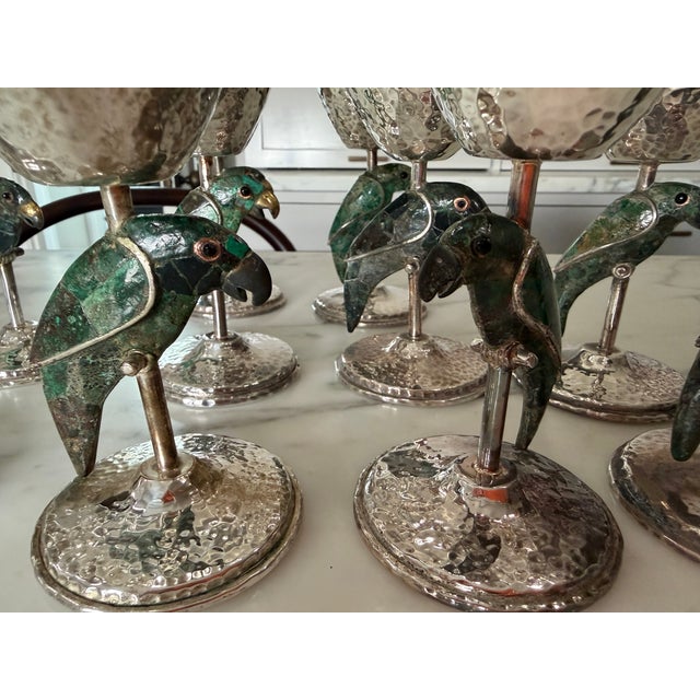 Vintage Set of 12 Los Castillo Wine Glasses, Goblets, Stemware, With Parrots For Sale - Image 11 of 14