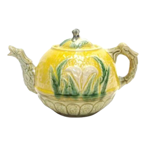 Antique Majolica Calla Lily & Dragon Teapot
