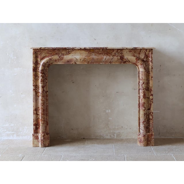 Beige Antique French Boudin Mantelpiece in Brèche De Montmeyan Marble, 1800s For Sale - Image 8 of 15