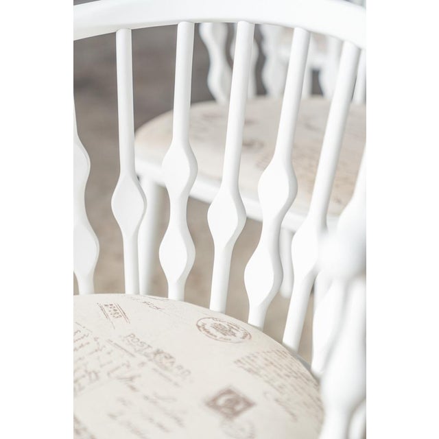 Painted Beech Chairs with Padded Fabric Seats, 1970s, Set of 6 For Sale - Image 16 of 18