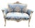 20c French Artisan Louis XVI Cream Blue Beech Settee For Sale