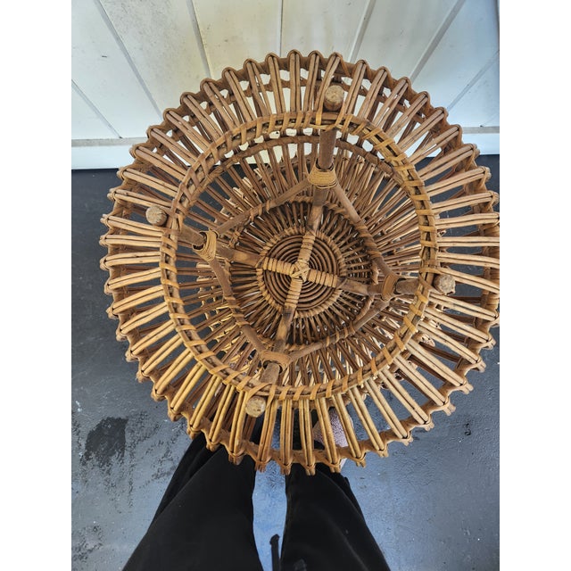 1960s Vintage Rattan Stool For Sale - Image 9 of 10