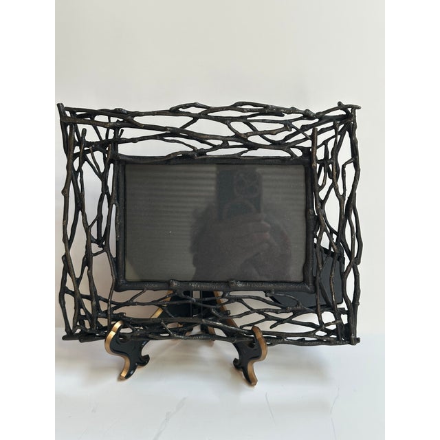 Michael Aram Twig Convertible Picture Frame Oxidized Metal 9.5"x 7.5" Holds 4x6 Photo For Sale - Image 11 of 13