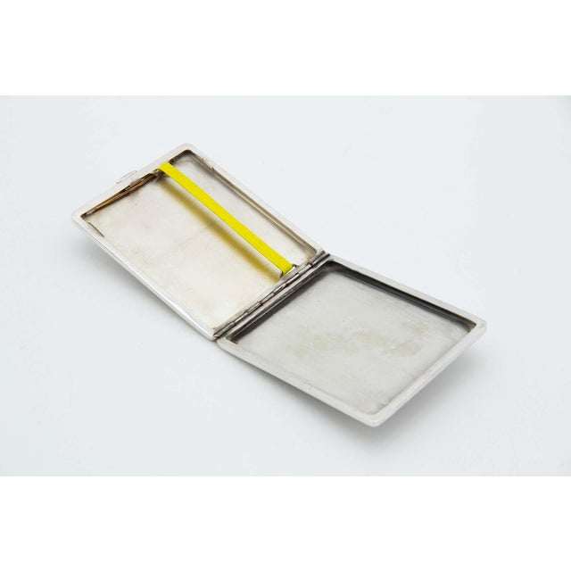 Brushed Silver Cigarette Case with Surrounding Strips For Sale - Image 3 of 4