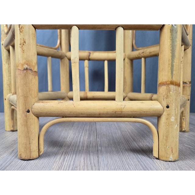 Palm Beach Style Hexagon Bamboo, Rattan & Wicker Top Side End Table For Sale - Image 11 of 12