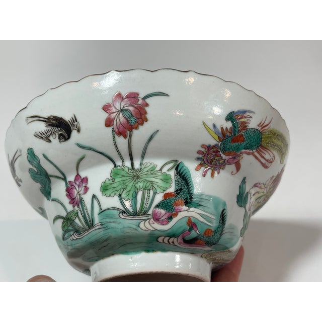 Green Antique Chinese Porcelain Bowl For Sale - Image 8 of 13