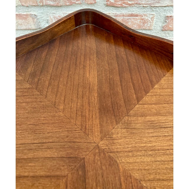 French Walnut Nightstand with Drawers and Shelf, 1950s, Set of 2 For Sale - Image 10 of 16