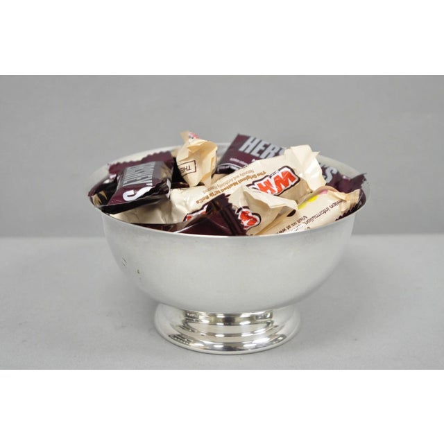 Vintage Mid Cerntury Modern Paul Revere Reed & Barton Style Small 5" Round Silver Plated Candy Dish For Sale - Image 11 of 11
